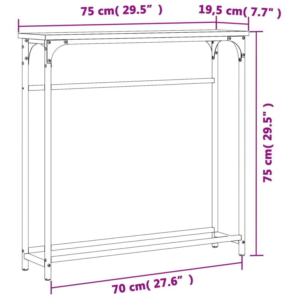 Wandtafel 75x19,5x75 cm bewerkt hout eikenkleurig