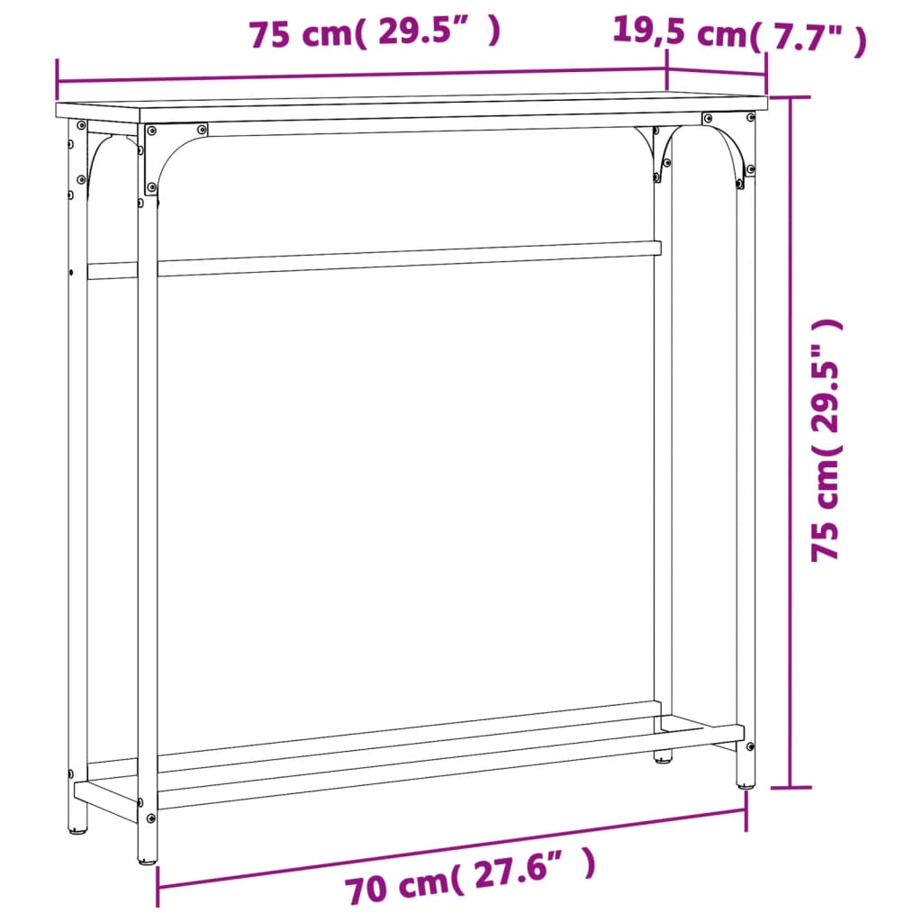 Wandtafel 75x19,5x75 cm bewerkt hout bruin eikenkleur