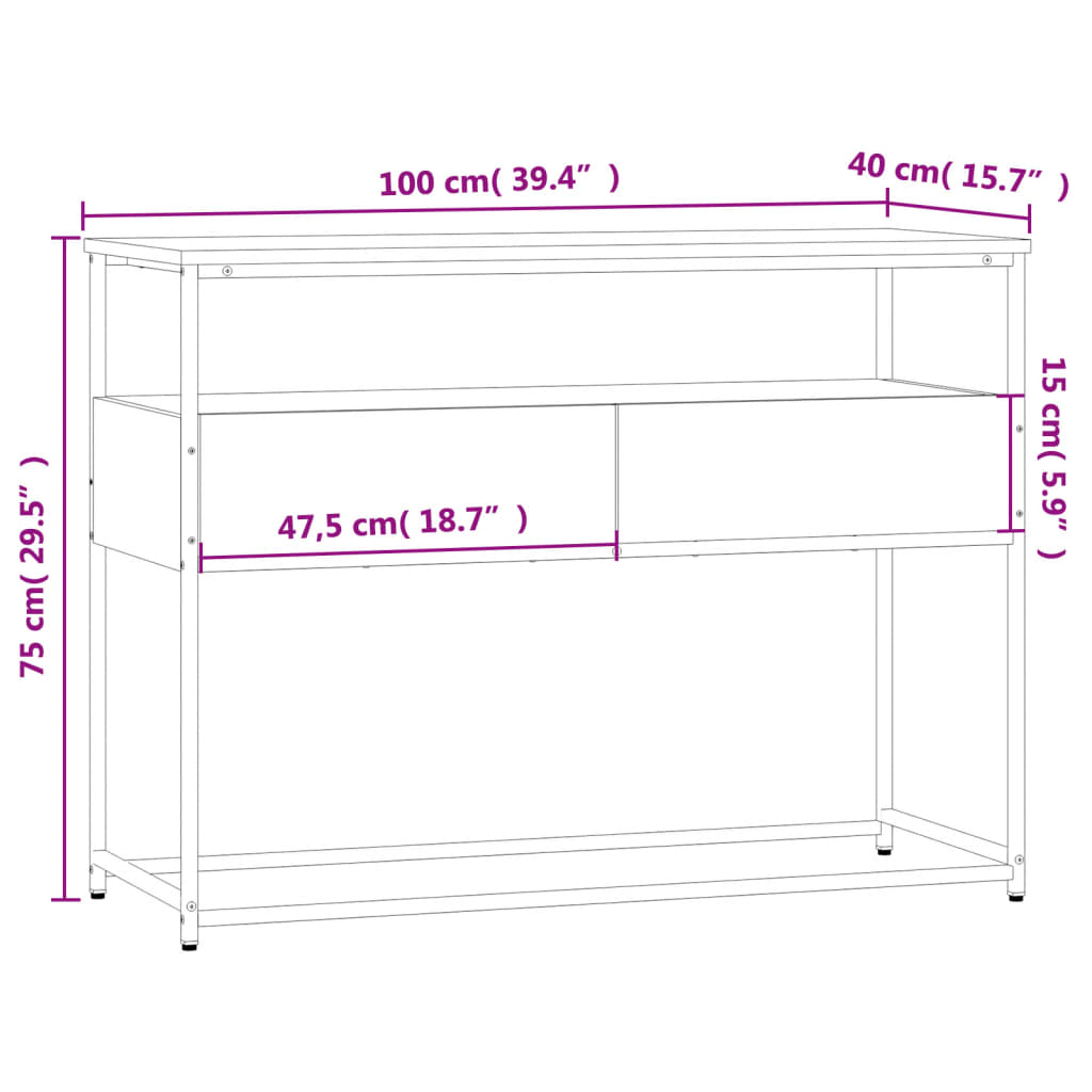 Wandtafel 100x40x75 cm bewerkt hout sonoma eikenkleurig