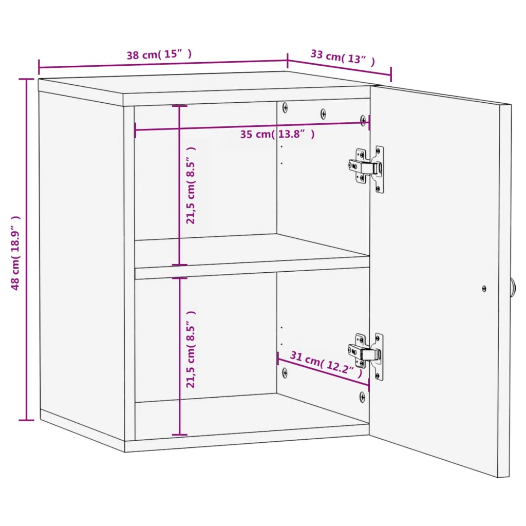 Badkamerwandkast 38x33x48 cm massief acaciahout