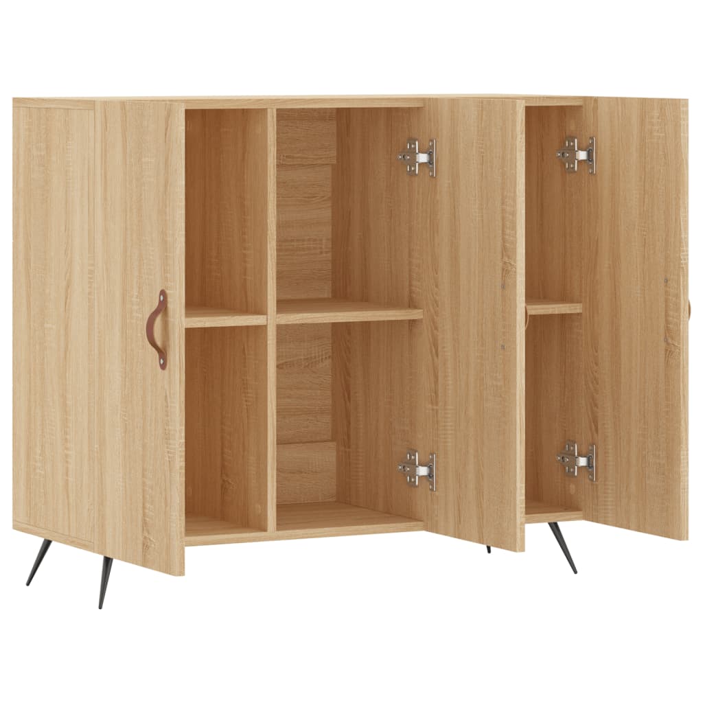 Dressoir 90x34x80 cm bewerkt hout eikenkleurig