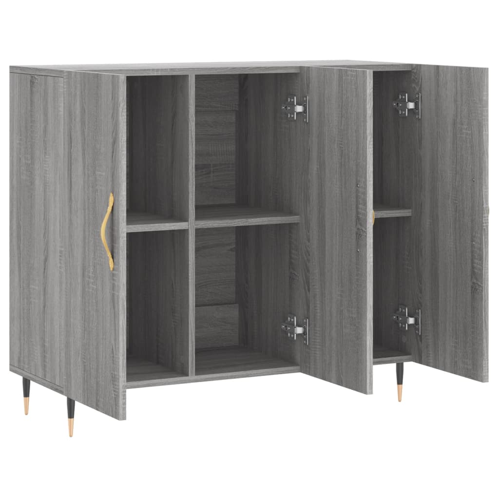 Dressoir 90x34x80 cm bewerkt hout eikenkleurig