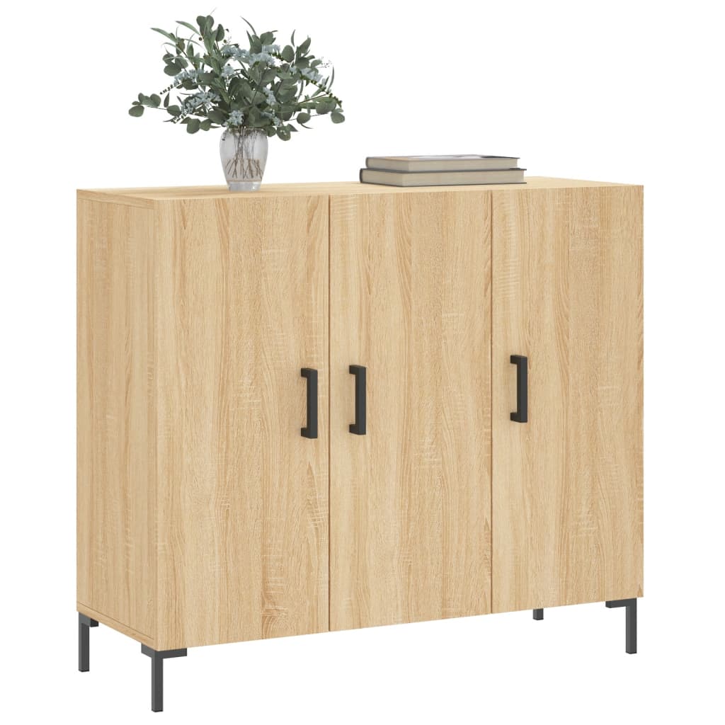 Dressoir 90x34x80 cm bewerkt hout eikenkleurig