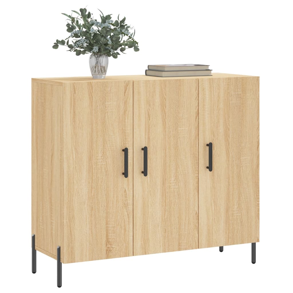 Dressoir 90x34x80 cm bewerkt hout eikenkleurig