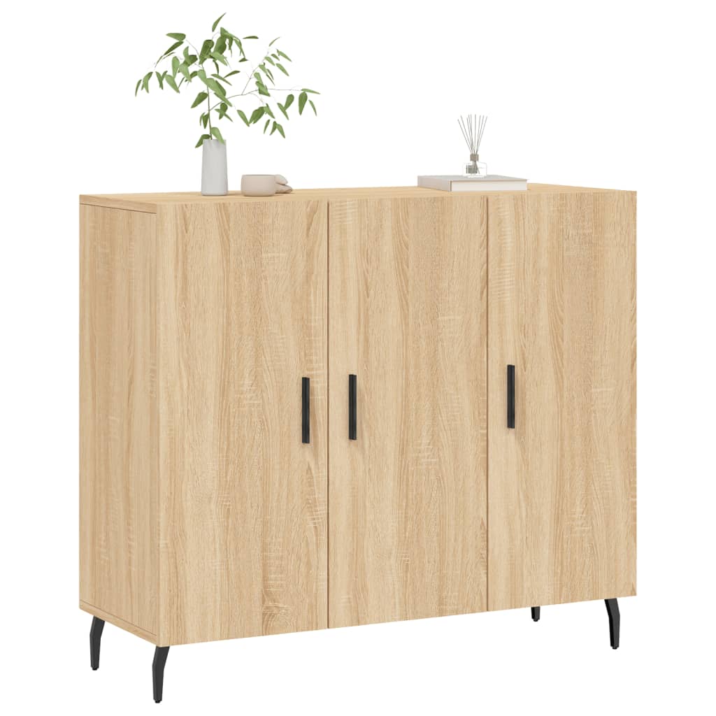 Dressoir 90x34x80 cm bewerkt hout eikenkleurig