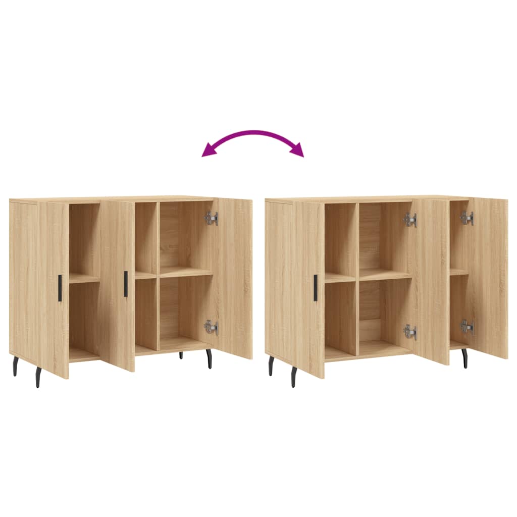 Dressoir 90x34x80 cm bewerkt hout eikenkleurig