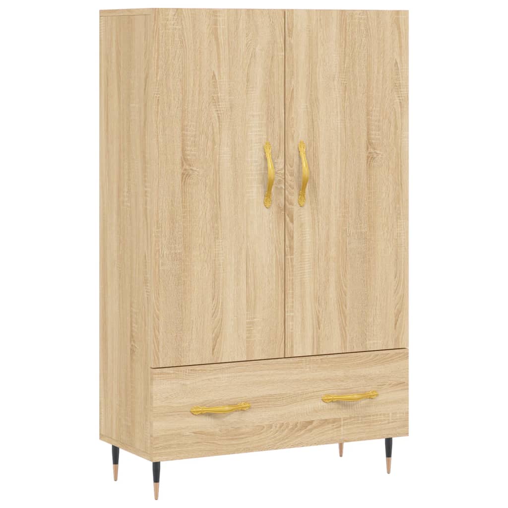 Hoge kast 69,5x31x115 cm bewerkt hout bruin eikenkleur