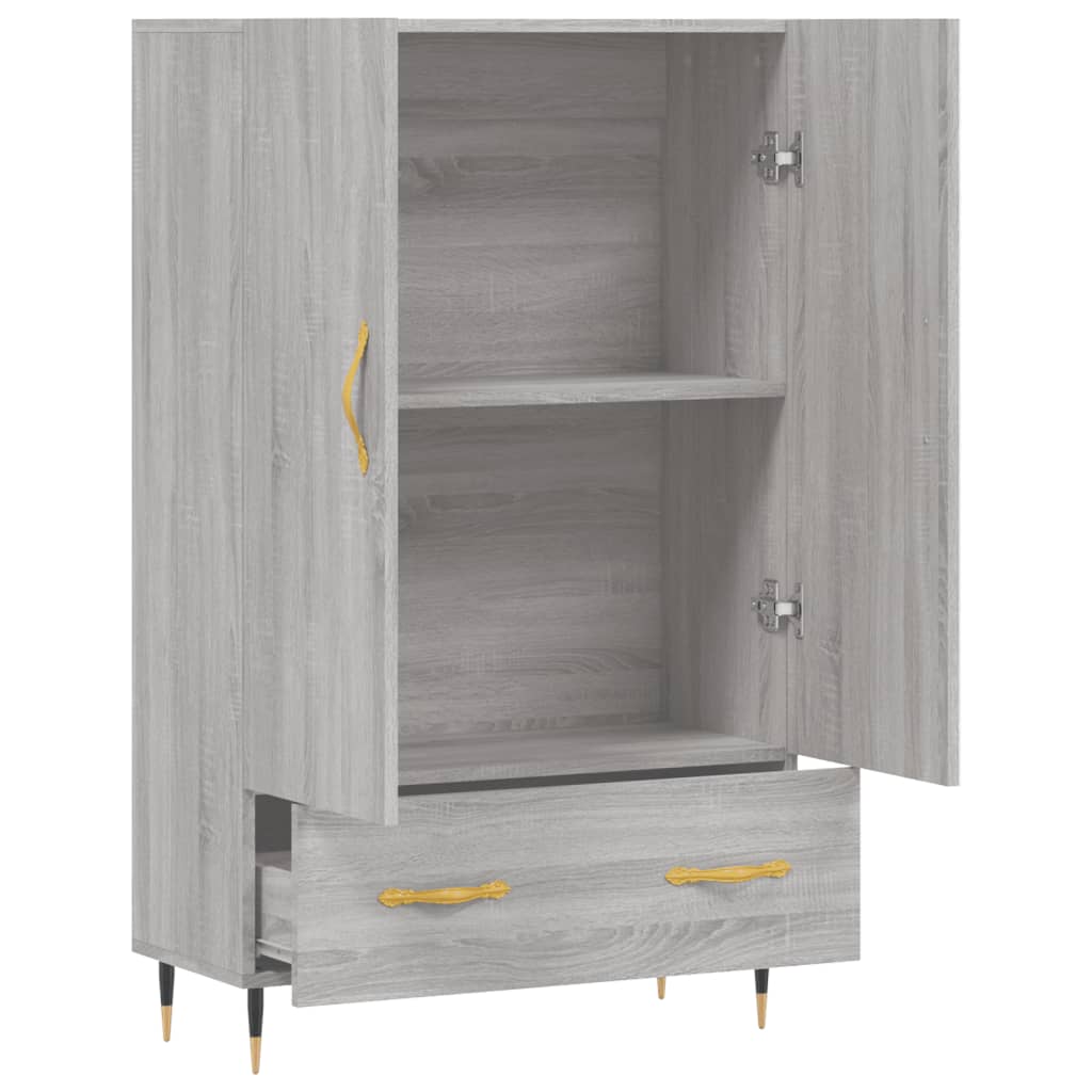 Hoge kast 69,5x31x115 cm bewerkt hout bruin eikenkleur