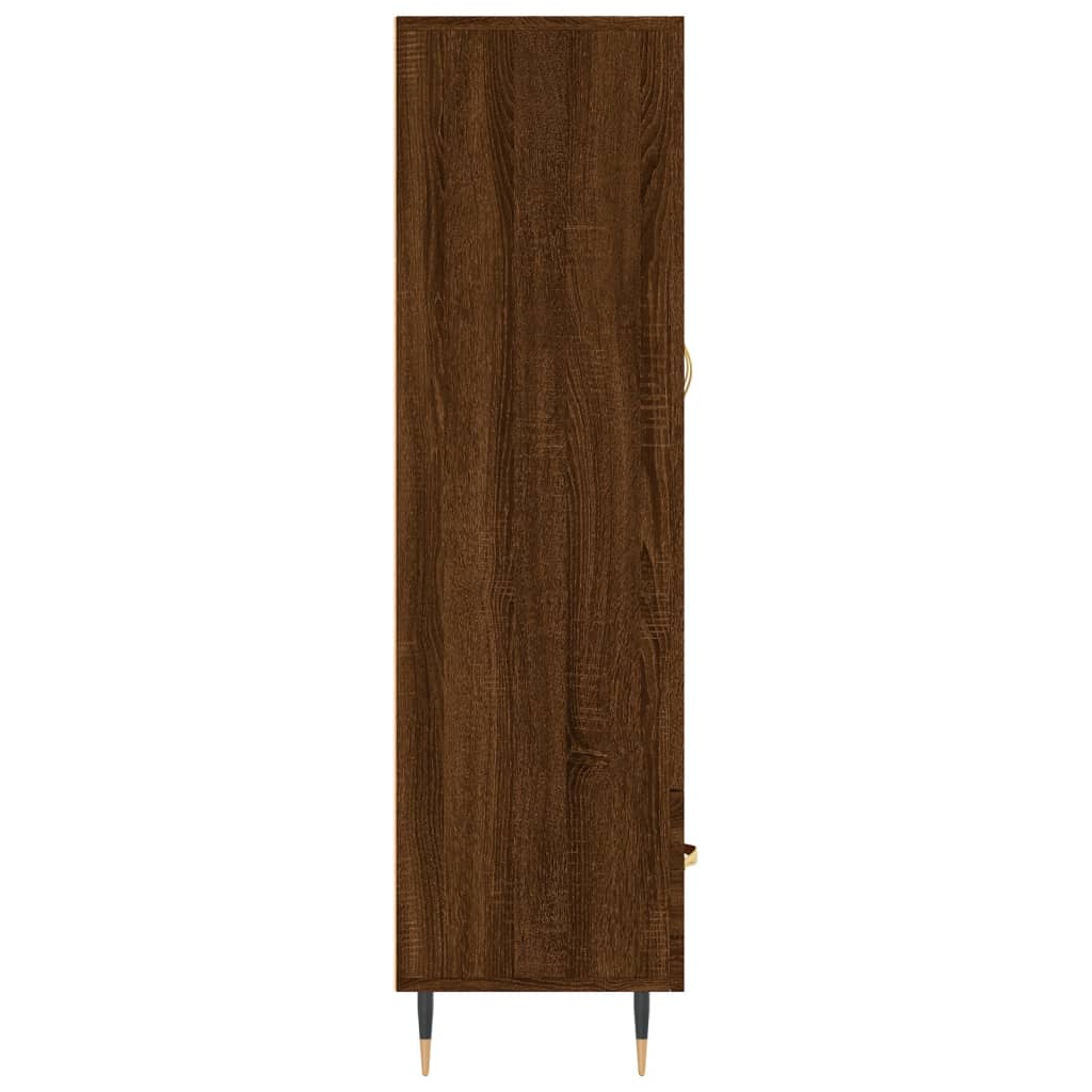 Hoge kast 69,5x31x115 cm bewerkt hout bruin eikenkleur