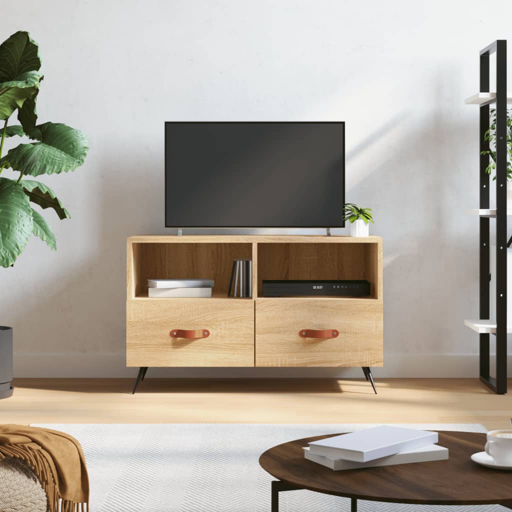 Tv-meubel 80x36x50 cm bewerkt hout eikenkleurig