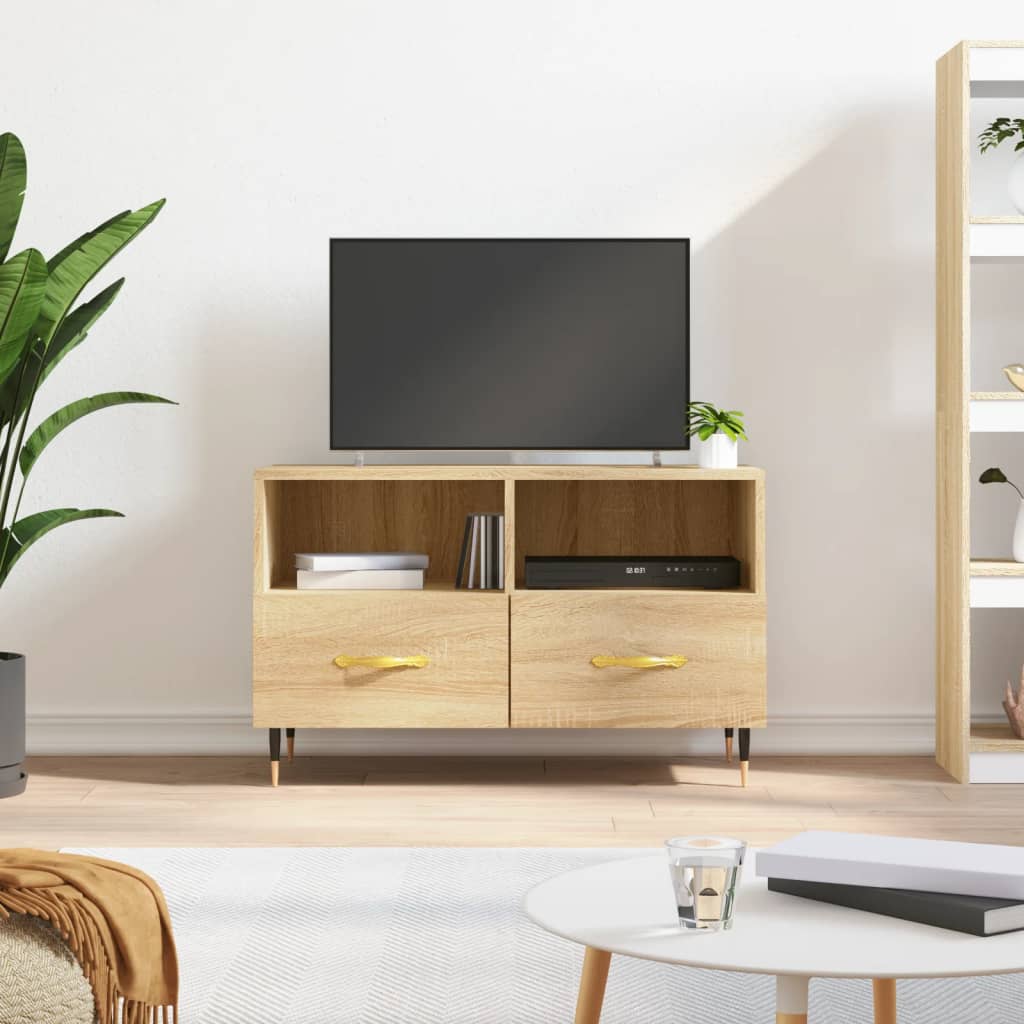 Tv-meubel 80x36x50 cm bewerkt hout eikenkleurig