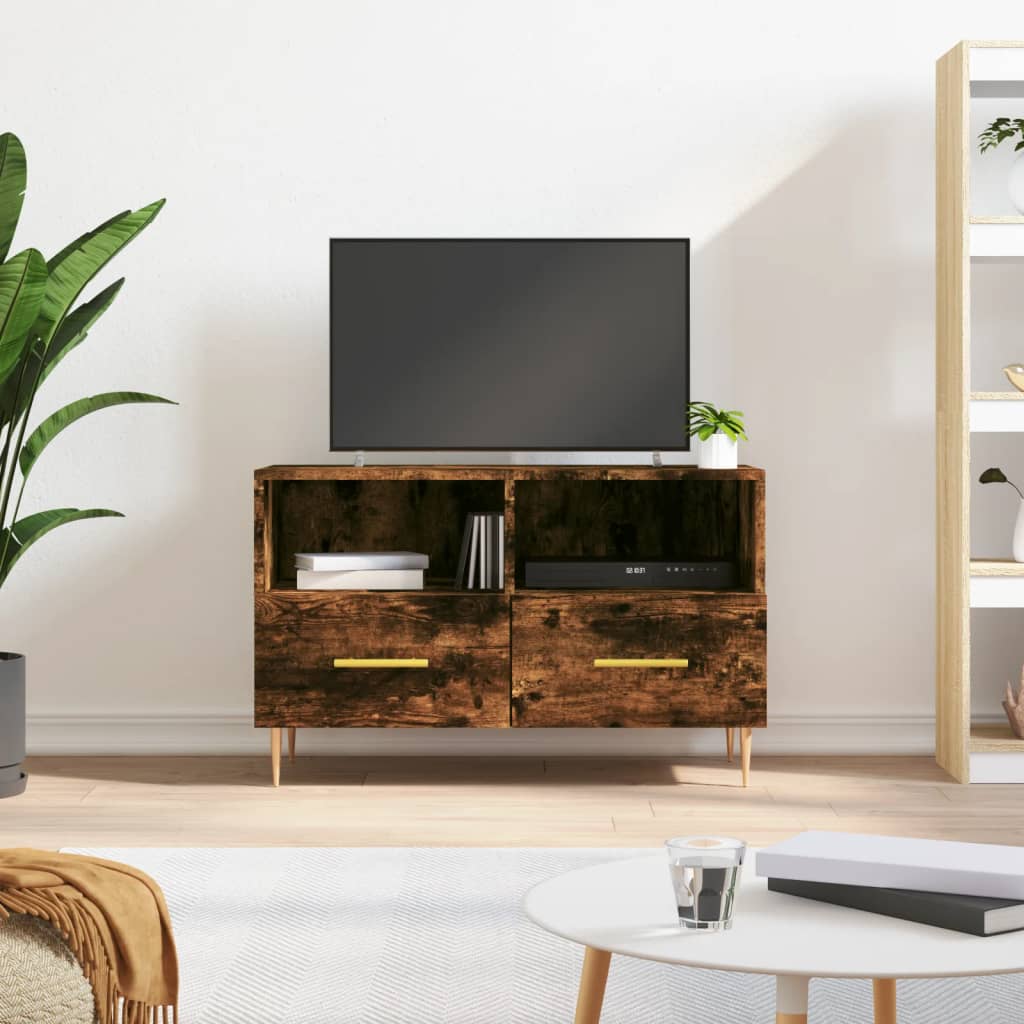 Tv-meubel 80x36x50 cm bewerkt hout eikenkleurig