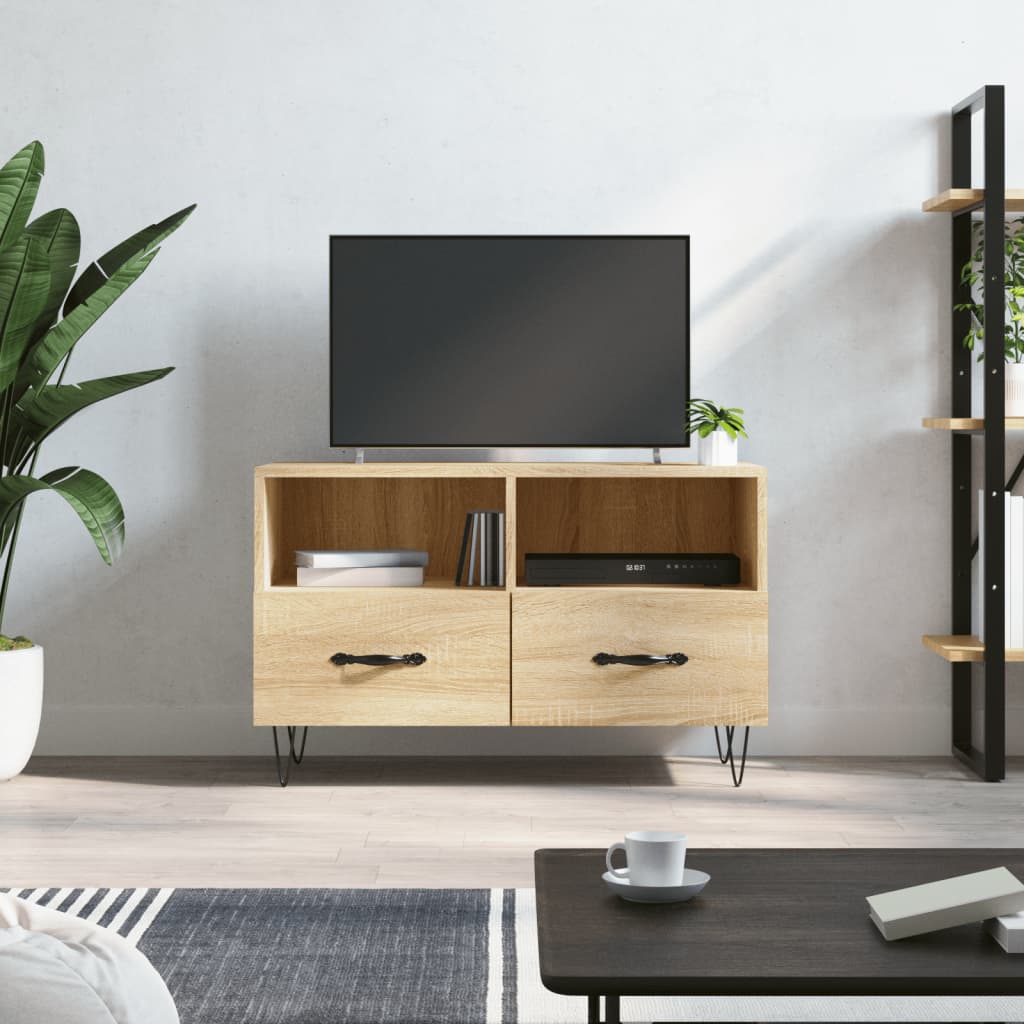 Tv-meubel 80x36x50 cm bewerkt hout bruin eikenkleur