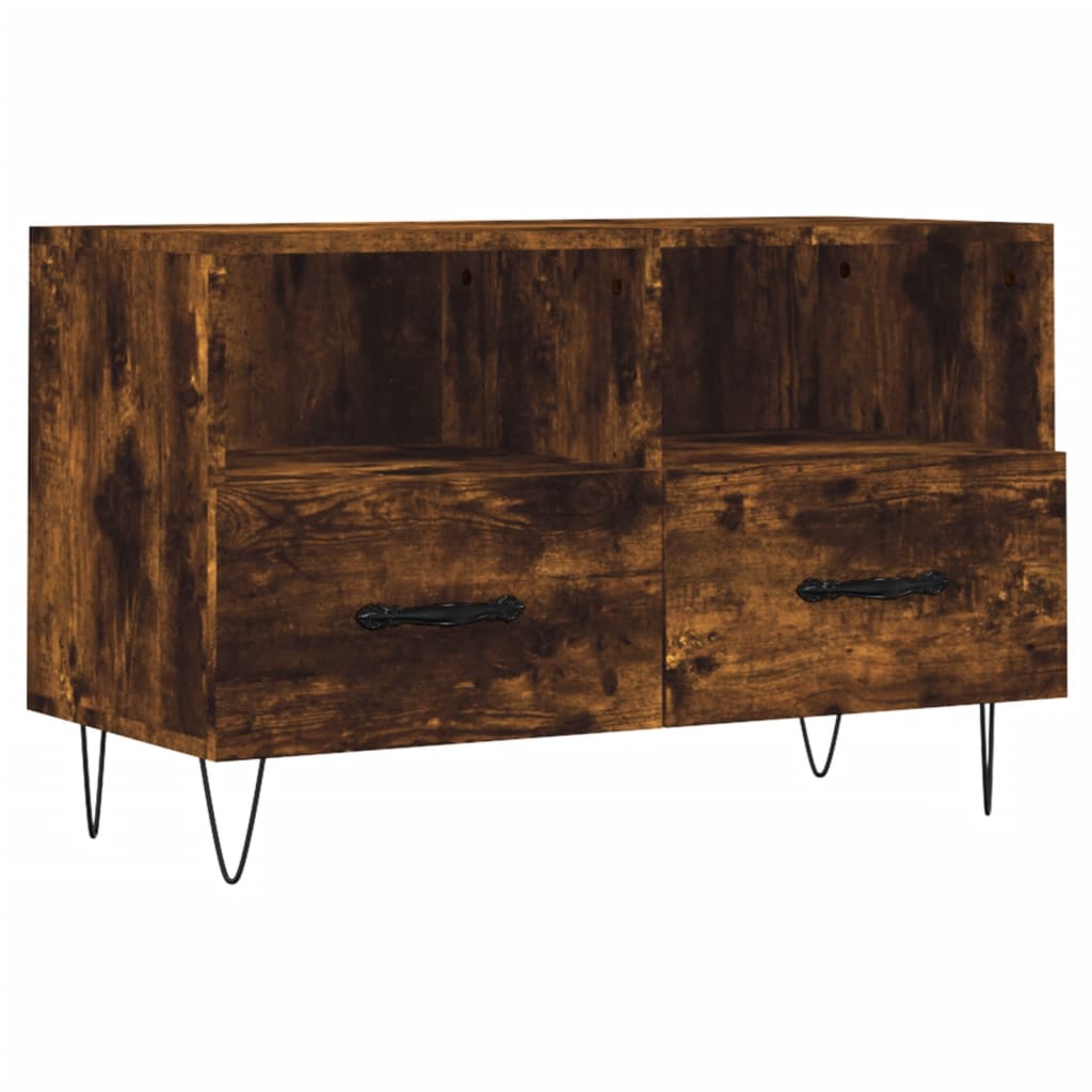 Tv-meubel 80x36x50 cm bewerkt hout bruin eikenkleur