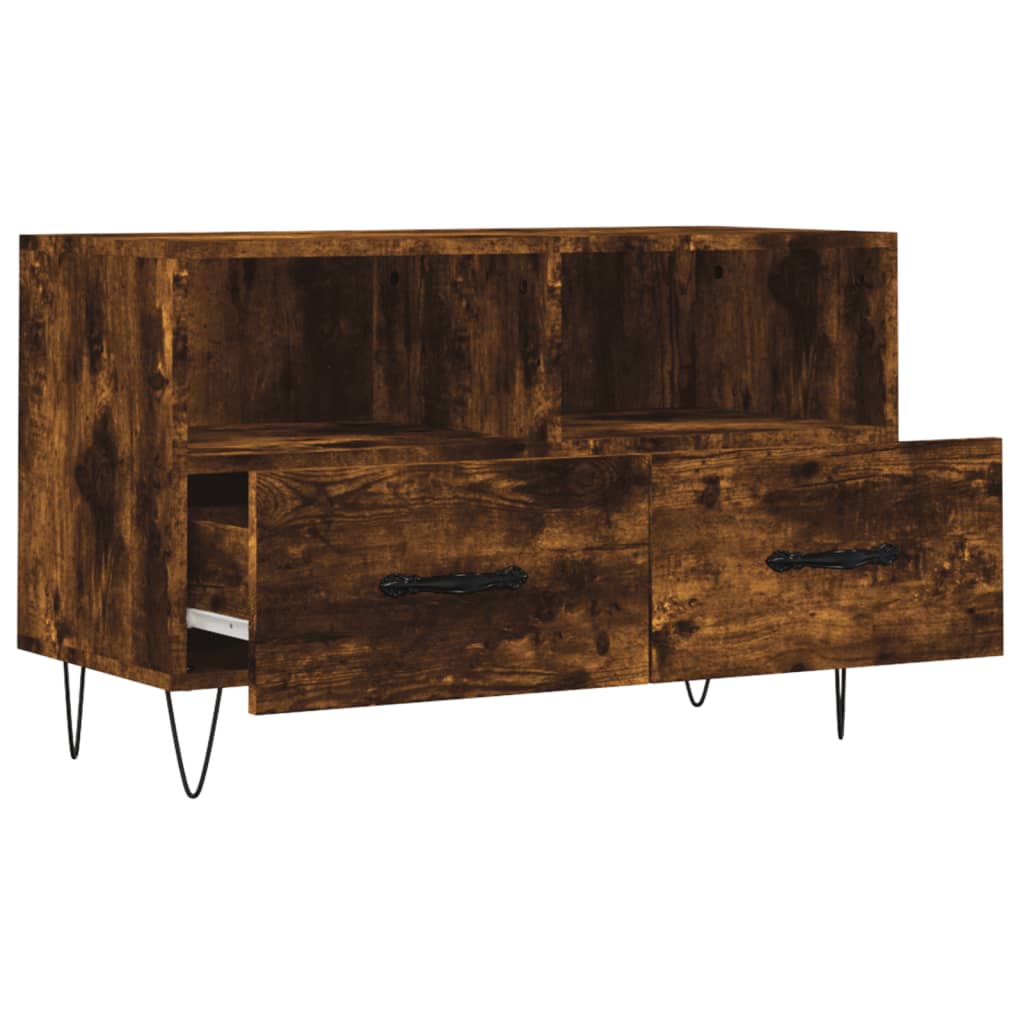 Tv-meubel 80x36x50 cm bewerkt hout bruin eikenkleur