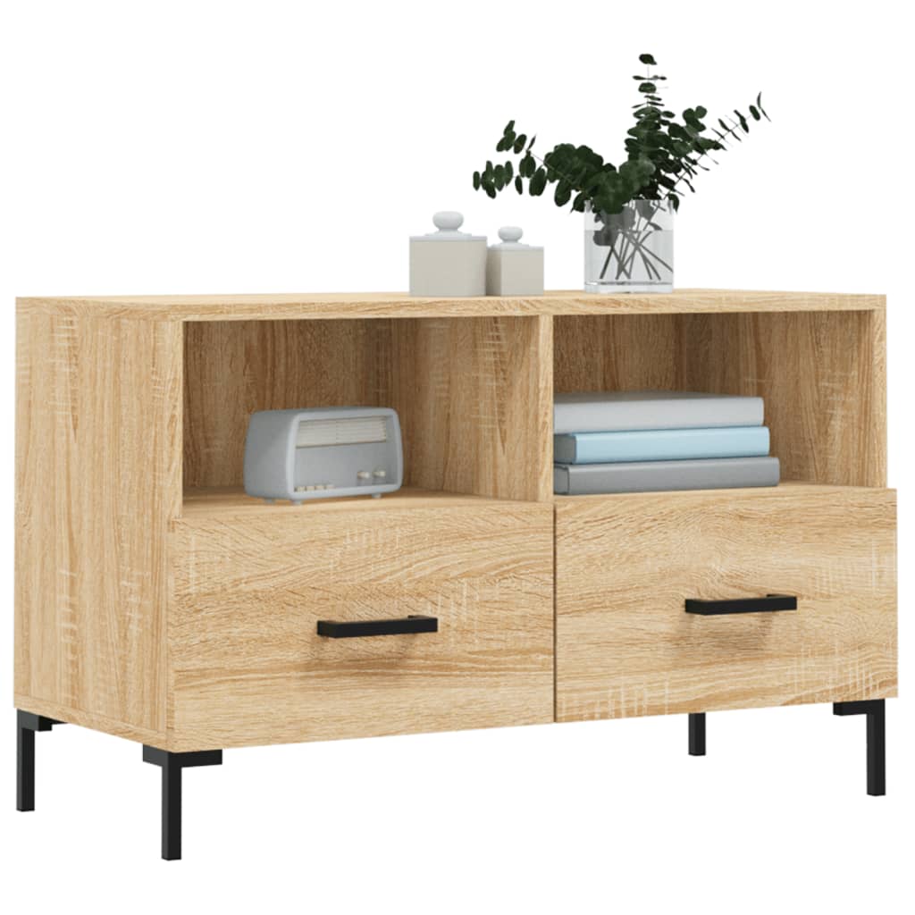 Tv-meubel 80x36x50 cm bewerkt hout eikenkleurig