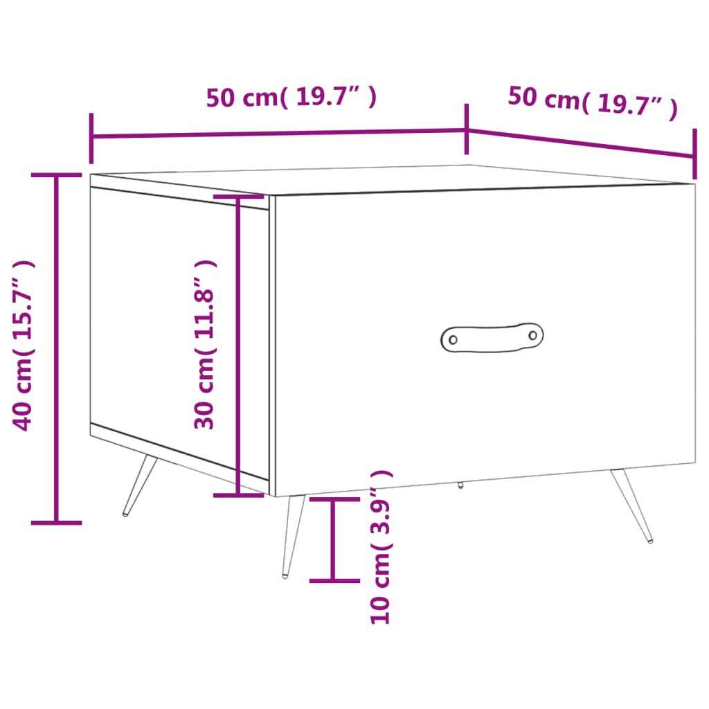 Salontafel 50x50x40 cm bewerkt hout