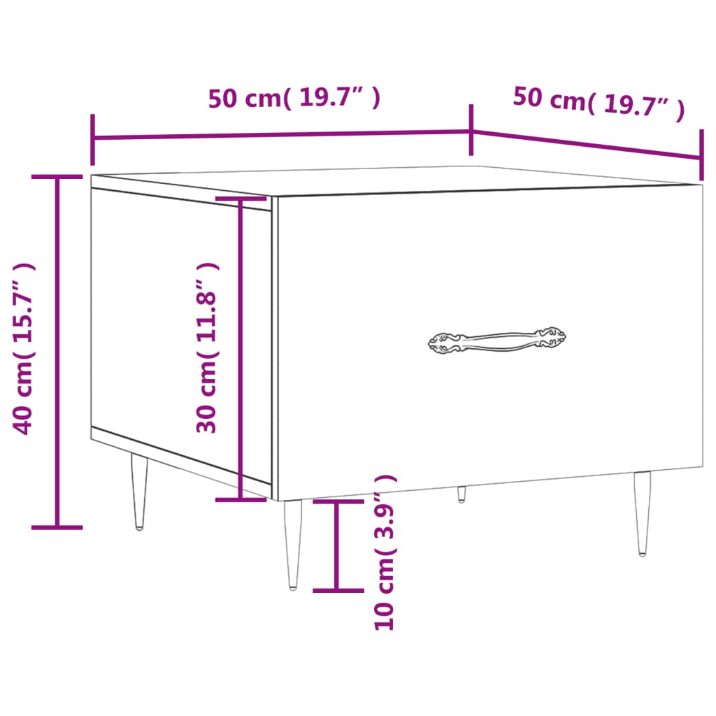 Salontafel 50x50x40 cm bewerkt hout