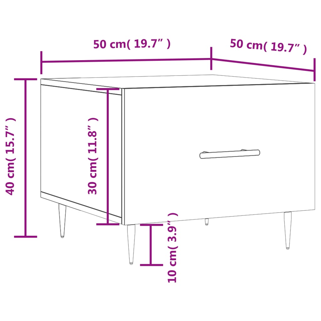 Salontafel 50x50x35 cm bewerkt hout eikenkleurig