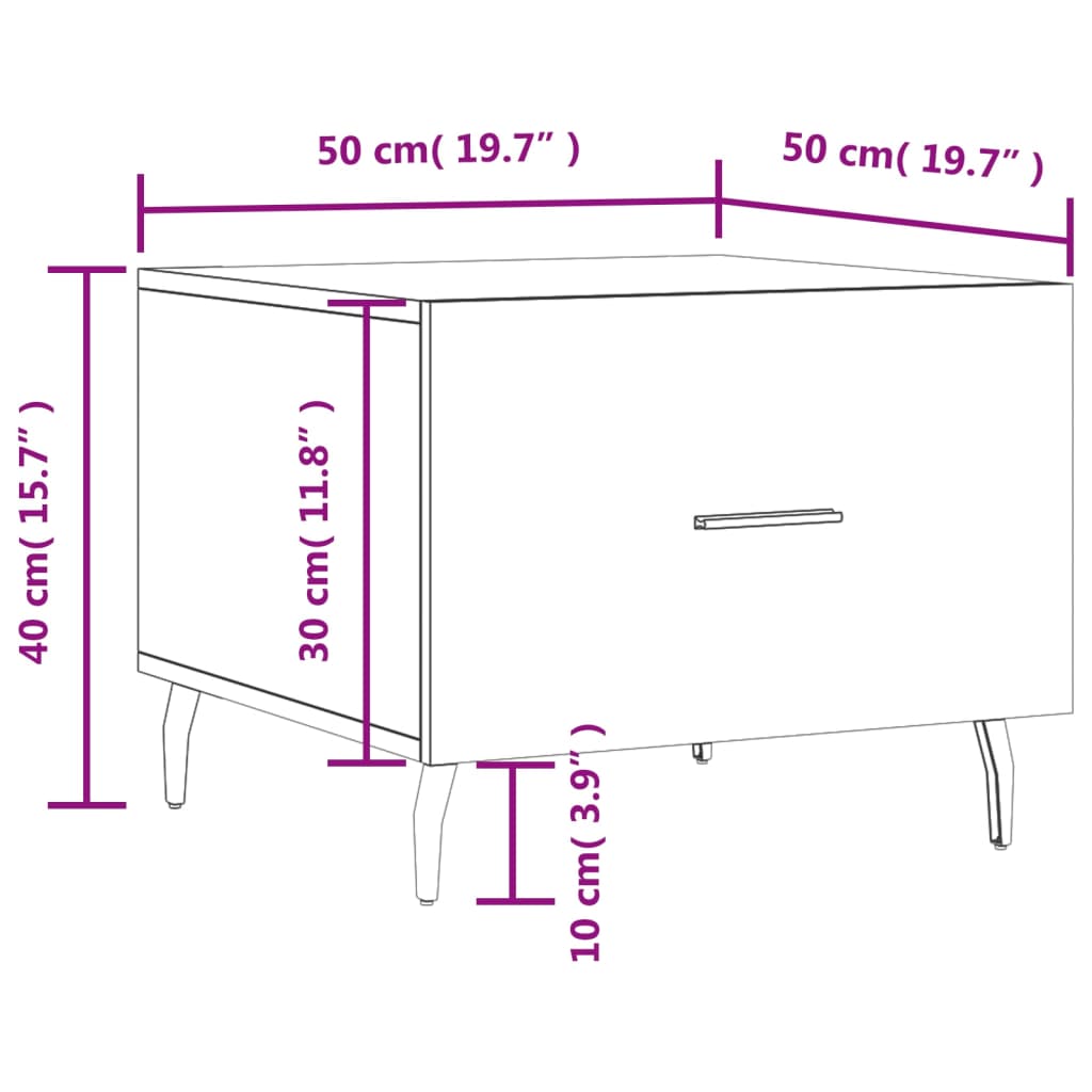 Salontafel 50x50x40 cm bewerkt hout eikenkleurig