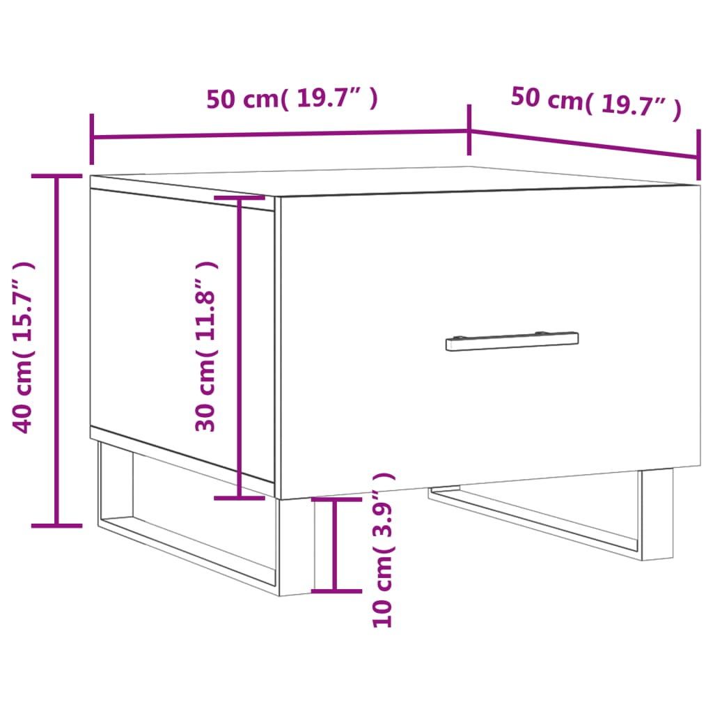 Salontafels 2 st 50x50x40 cm bewerkt hout