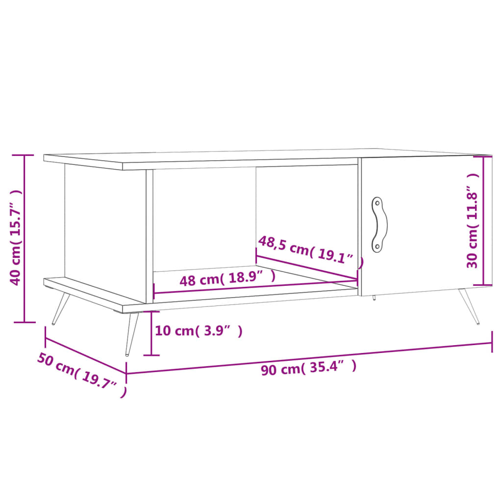 Salontafel 90x50x40 cm bewerkt hout eikenkleurig