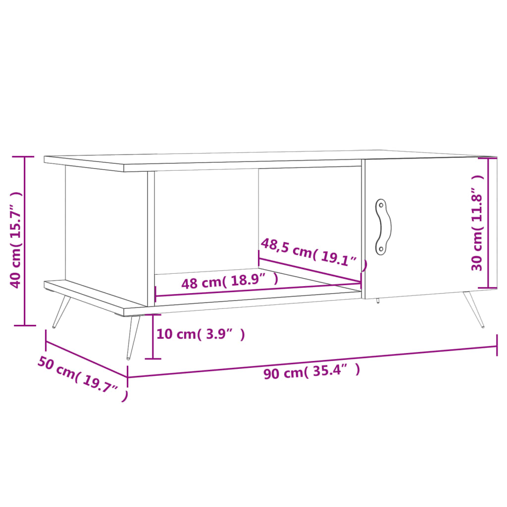 Salontafel 90x50x40 cm bewerkt hout