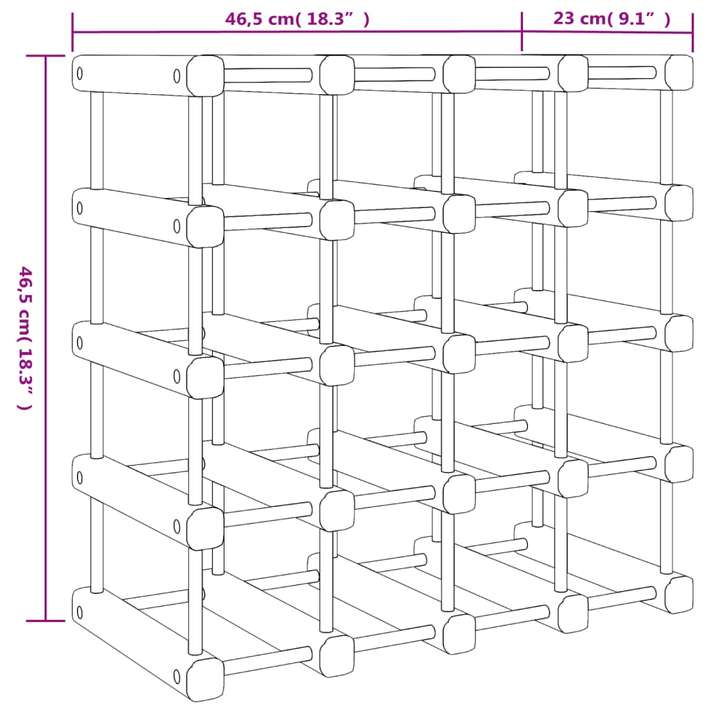 Wijnrek voor 42 flessen 68,5x23x68,5 cm massief grenenhout