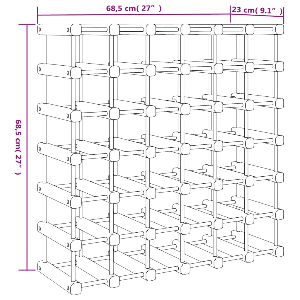 Wijnrek voor 42 flessen 68,5x23x68,5 cm massief grenenhout