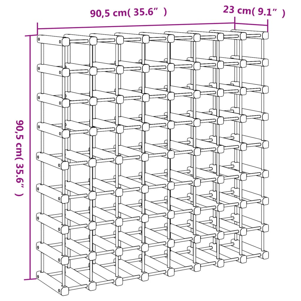 Wijnrek voor 42 flessen 68,5x23x68,5 cm massief grenenhout