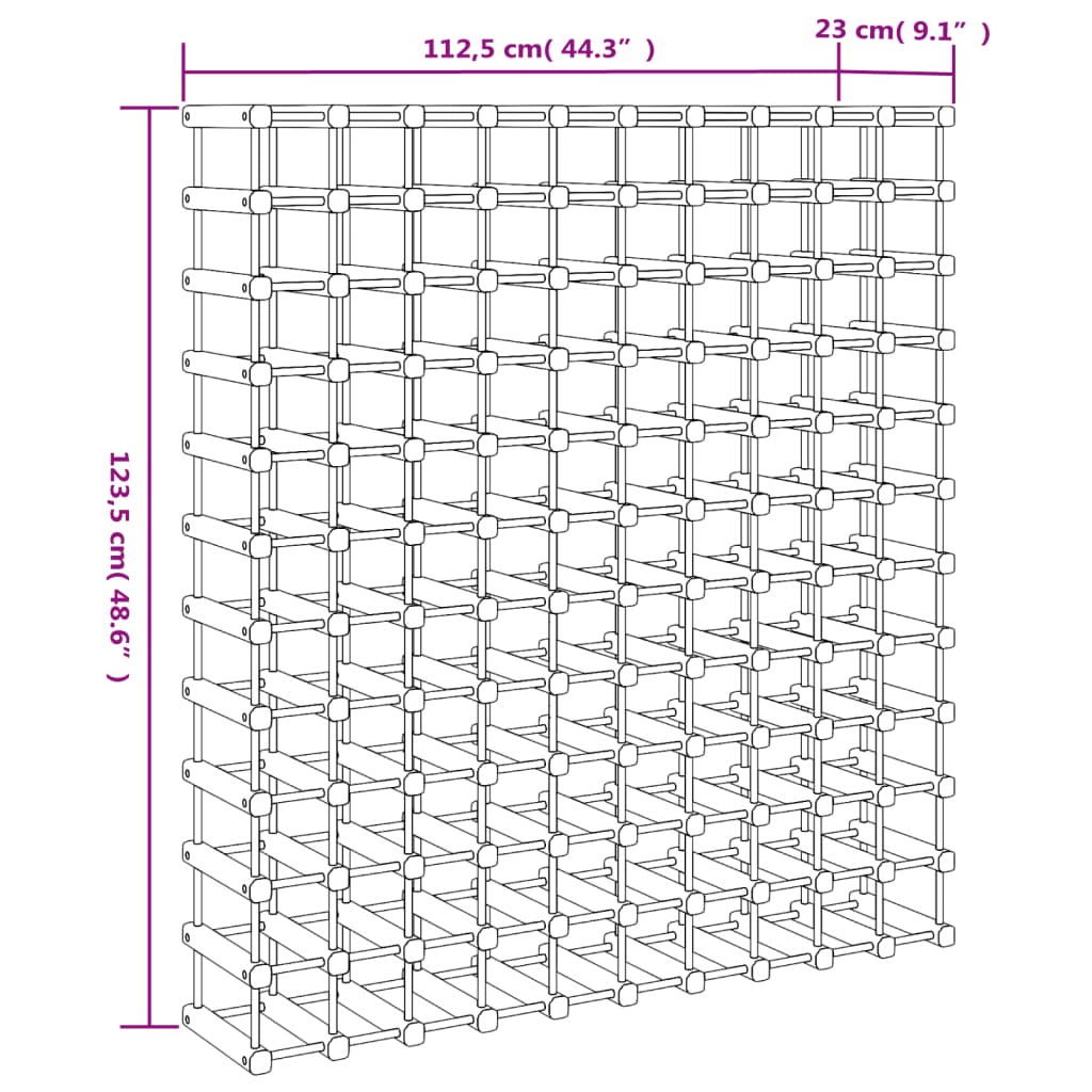 Wijnrek voor 42 flessen 68,5x23x68,5 cm massief grenenhout