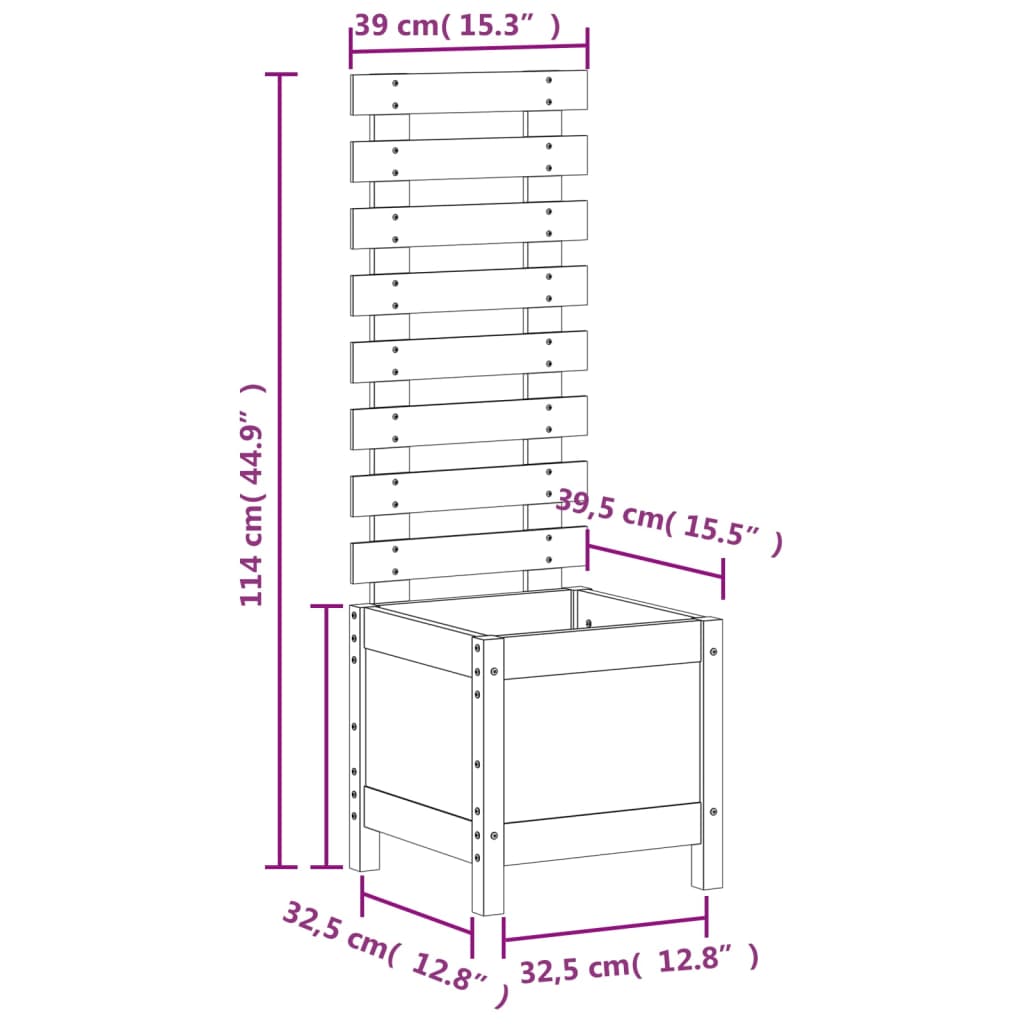 Plantenbak met rek 79x39,5x114 cm massief