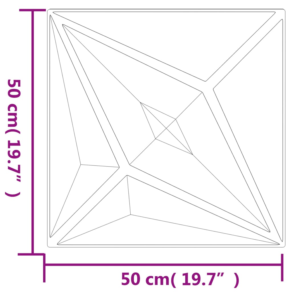 12 st Wandpanelen 3D diamant 3 m² 50x50 cm grijs