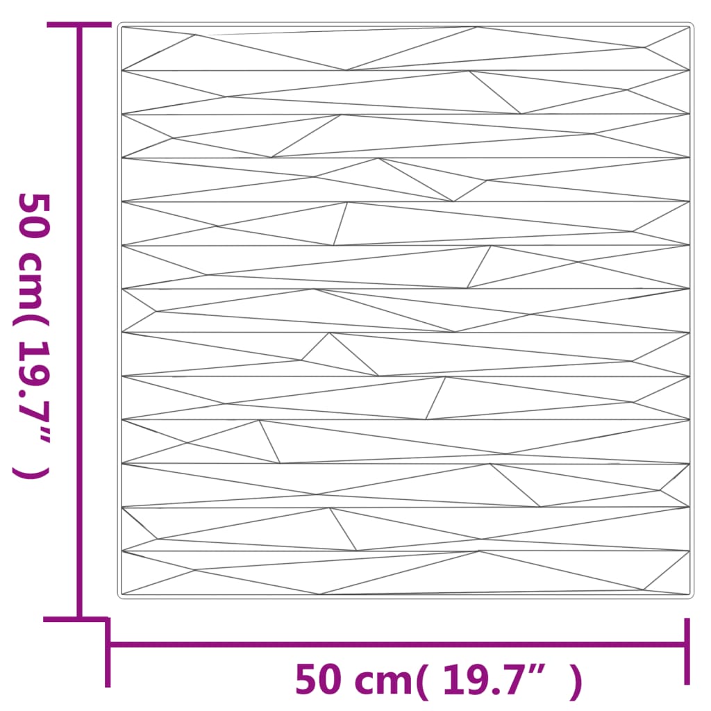 12 st Wandpanelen 3D diamant 3 m² 50x50 cm grijs