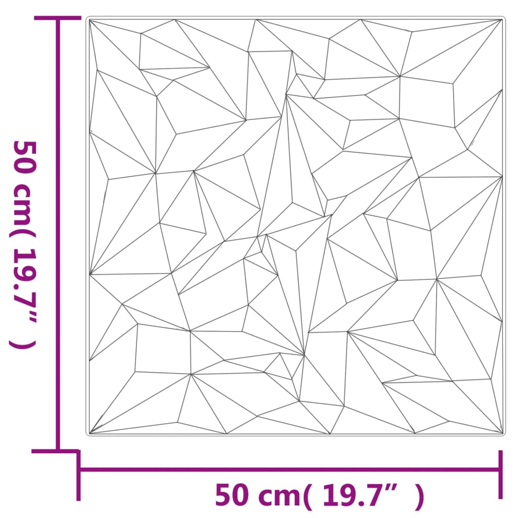 12 st Wandpanelen 3D diamant 3 m² 50x50 cm grijs