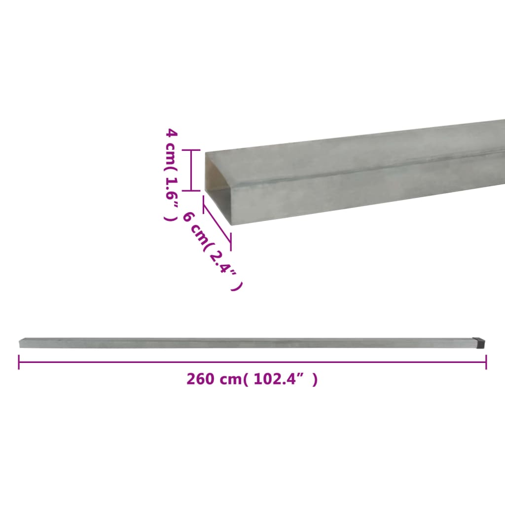 Schuttingpalen 30 st 220 cm staal zilverkleurig