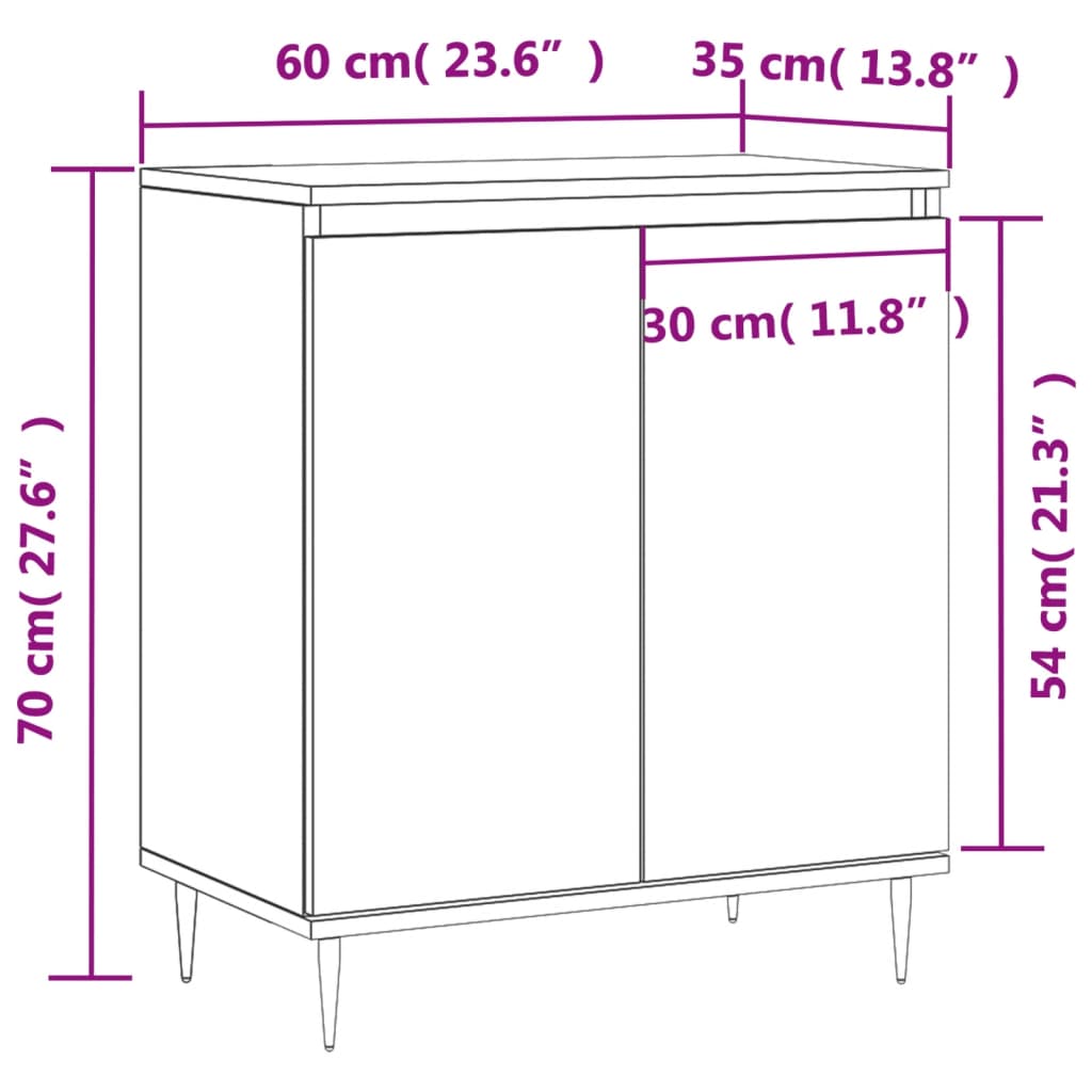 Dressoir 60x35x70 cm bewerkt hout