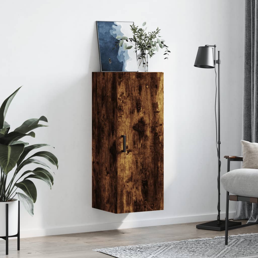 Wandkast 34,5x34x90 cm bewerkt hout oud houtkleur