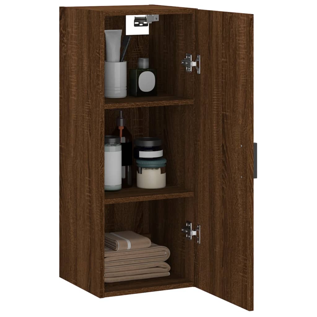 Wandkast 34,5x34x90 cm bewerkt hout oud houtkleur