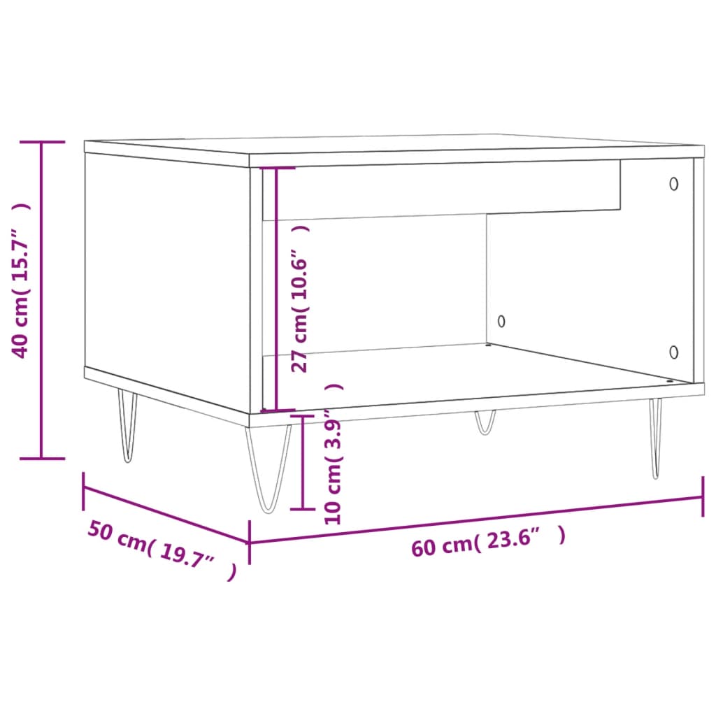 Salontafel 60x50x40 cm bewerkt hout