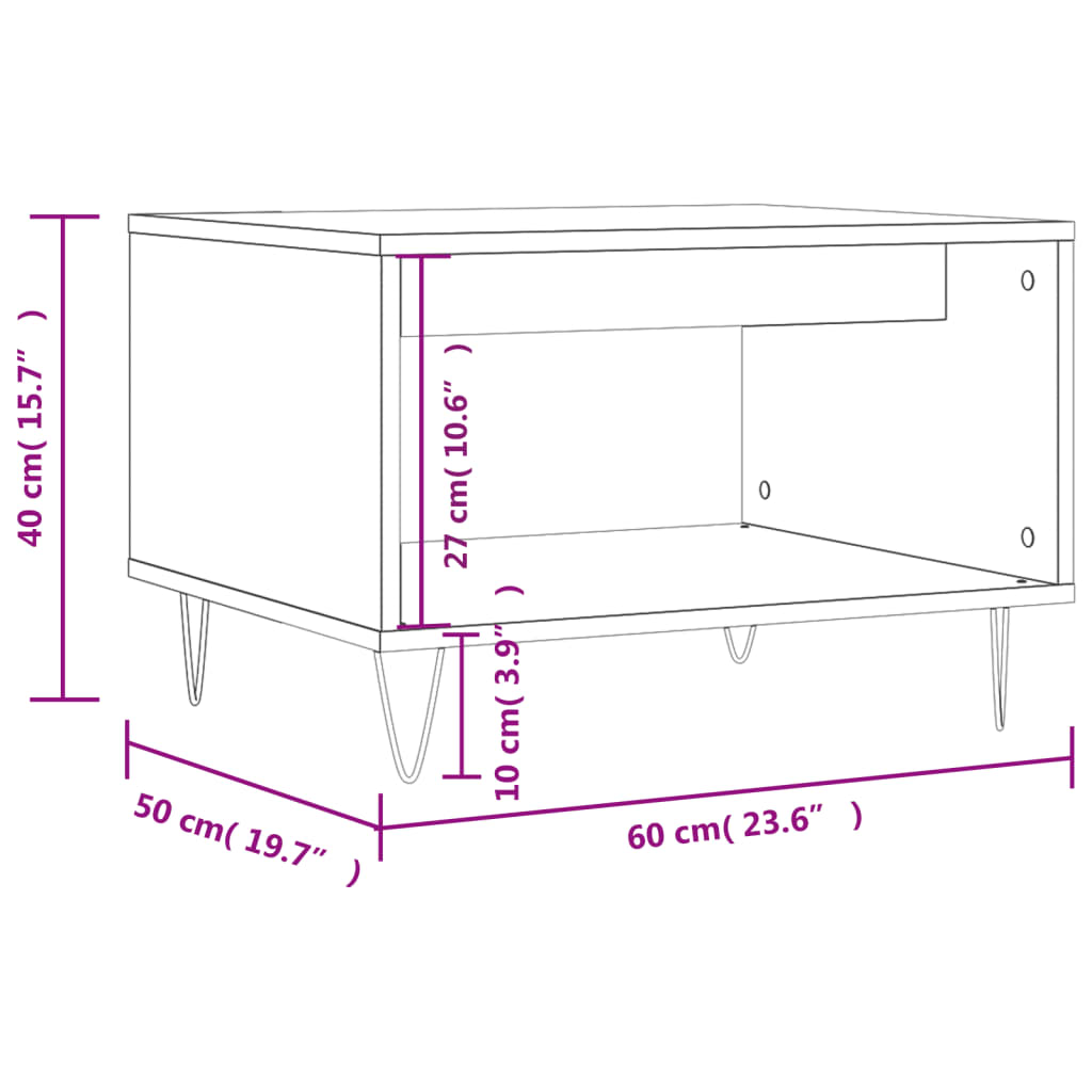 Salontafel 60x50x40 cm bewerkt hout