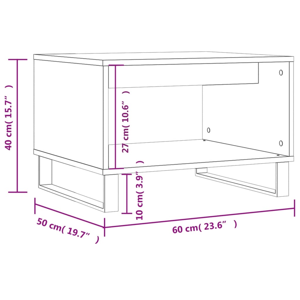 Salontafel 60x50x40 cm bewerkt hout