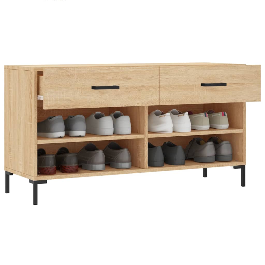 Schoenenbank 102x35x55 cm bewerkt hout eikenkleur