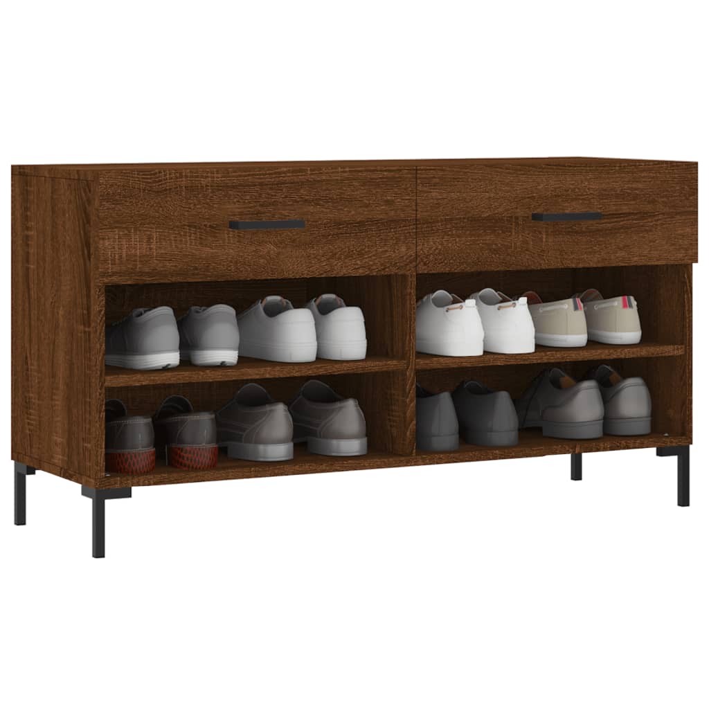 Schoenenbank 102x35x55 cm bewerkt hout eikenkleur