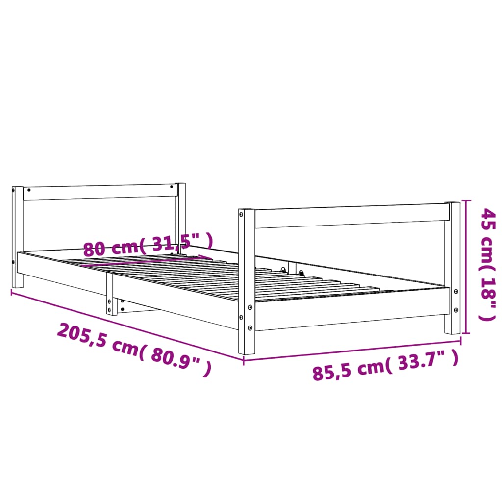 Kinderbedframe 80x160 cm massief grenenhout