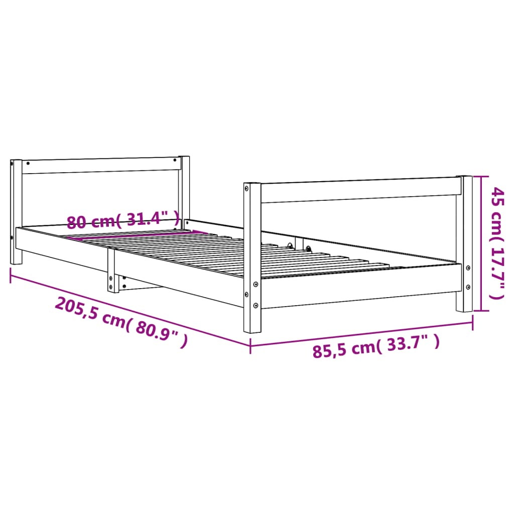 Kinderbedframe 90x190 cm massief grenenhout