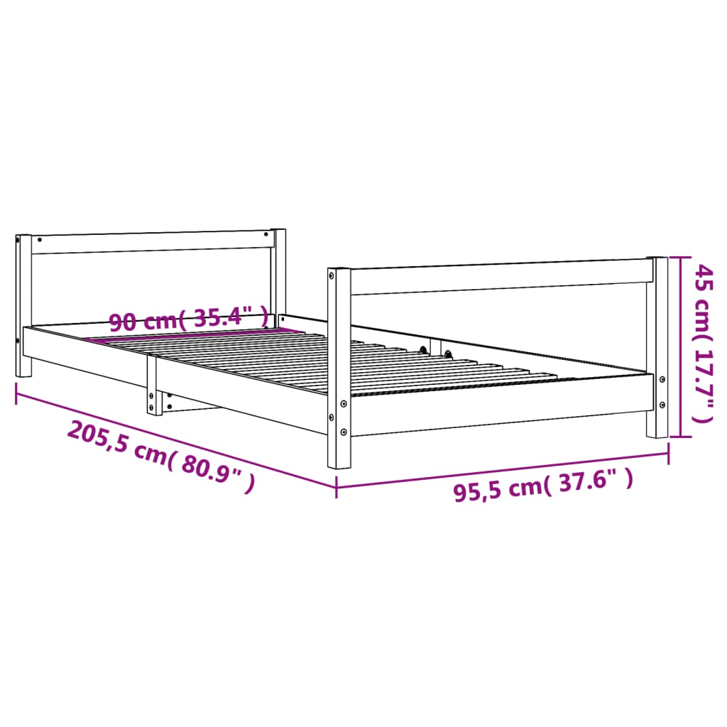 Kinderbedframe 80x160 cm massief grenenhout