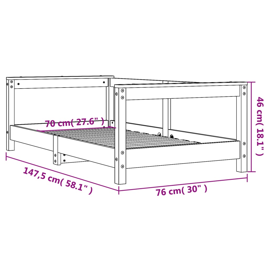 Kinderbedframe 90x190 cm massief grenenhout