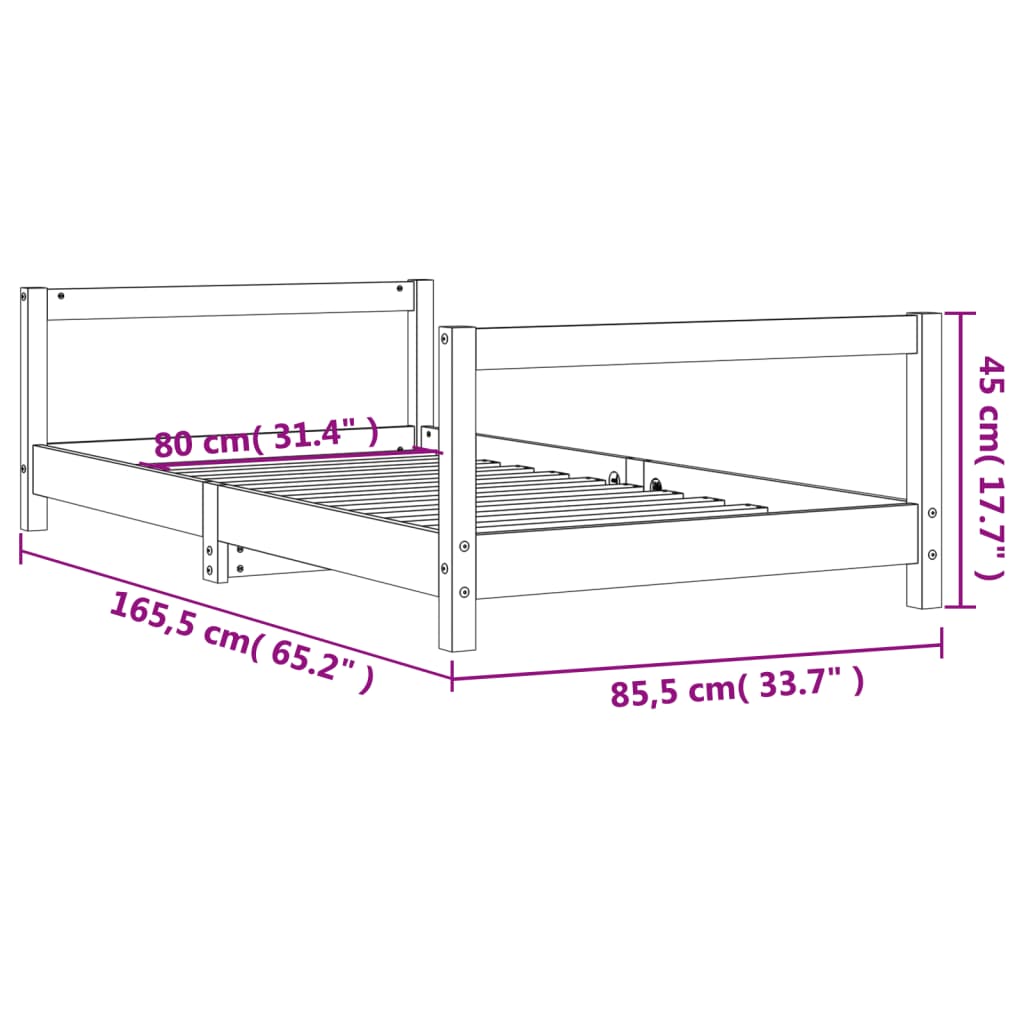 Kinderbedframe 90x190 cm massief grenenhout