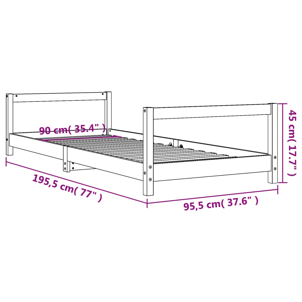 Kinderbedframe 80x160 cm massief grenenhout